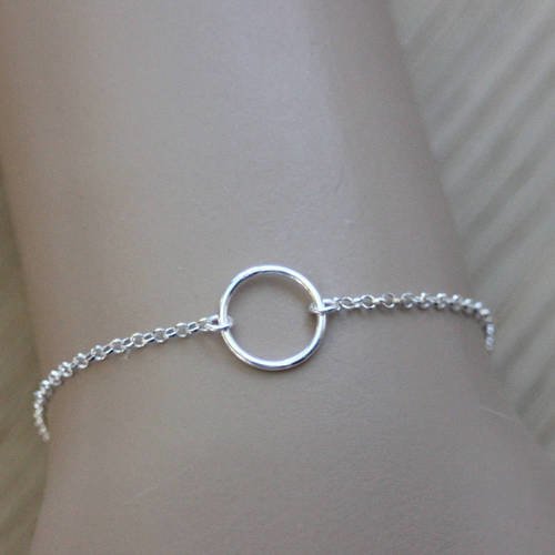 Bracelet argent massif 1 anneau de style minimaliste