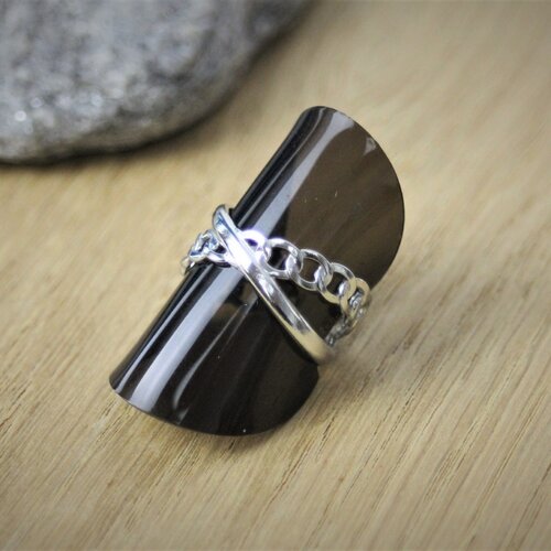 Bague ajustable en acier inoxydable chaines croisées