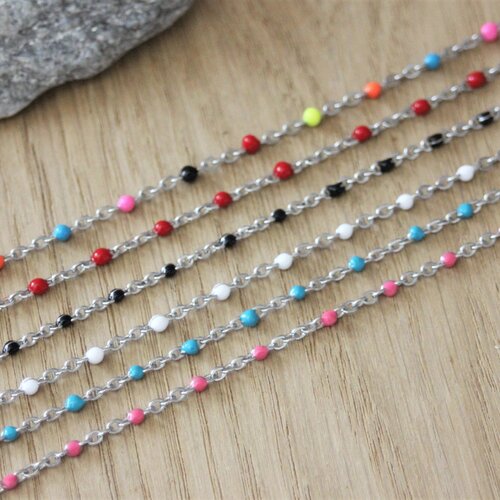 Bracelet de cheville acier inoxydable petites perles de couleur en résine