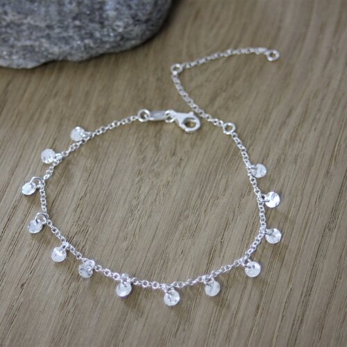 Bracelet argent massif avec mini médailles martelées