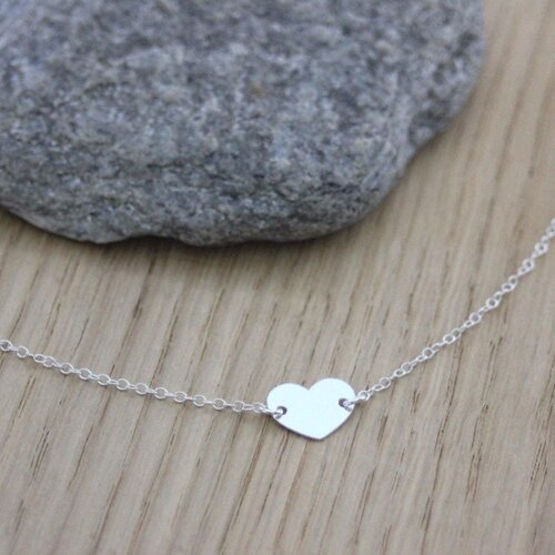 Collier minimaliste en argent massif pendentif coeur