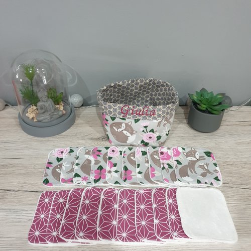 Lingettes lavables avec panière x20