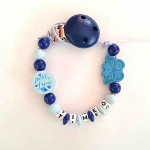 Attache Tetine Bleu Fonce Petit Frere Et Papillon Un Grand Marche