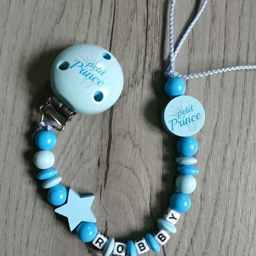 Attache Tetine Bleu Petit Prince Etoile Personnalisable Un Grand Marche
