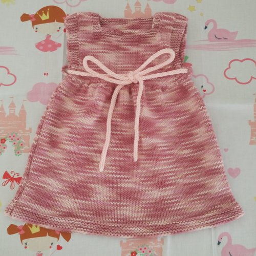 Tunique layette bébé fille en coton certifié oeko-tex coloris camaieu rose taille 6 mois