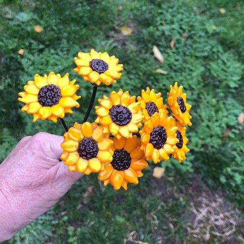 Tournesols individuelles - verre au chalumeau fait main