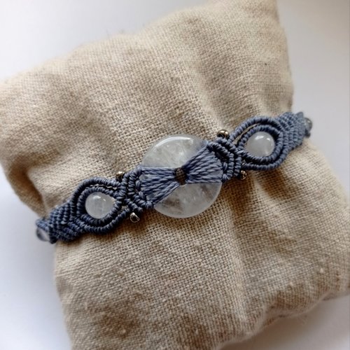 Bracelet "livia", micro macramé, perles naturelles