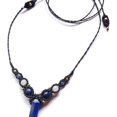 Collier "isaya", micro macramé, perles naturelles
