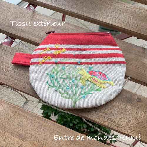 Mini pochette brodée – tissage moutet & mouton original