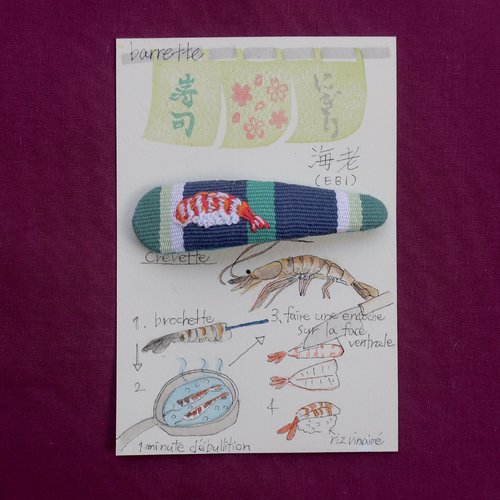 Barrette clic-clac – petit sushi pour vos cheveux