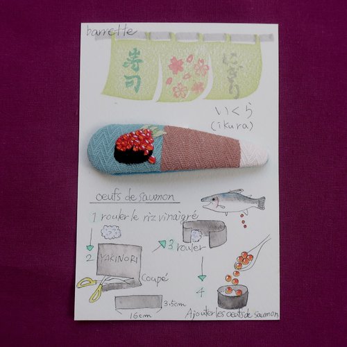 Barrette clic-clac – petit sushi pour vos cheveux