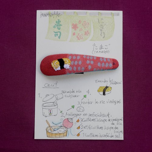 Barrette clic-clac – petit sushi pour vos cheveux