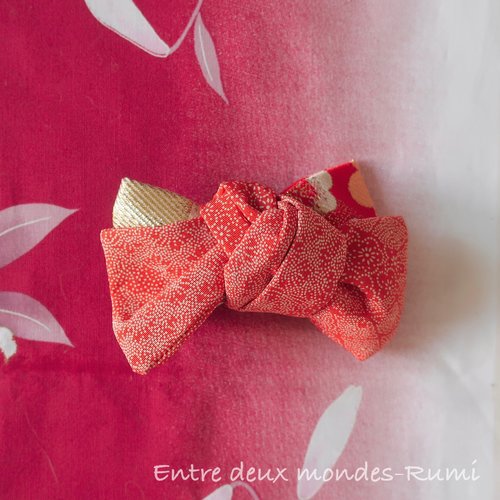 Barrette nœud en tissu japonais – environ 10 cm