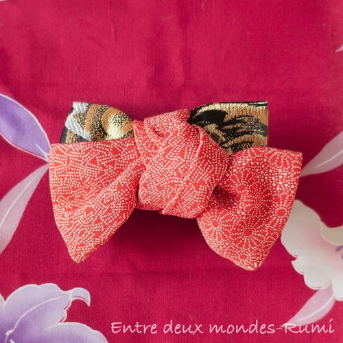 Barrette nœud en tissu japonais – environ 10 cm