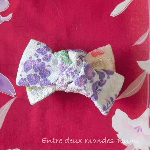 Barrette nœud en tissu japonais – environ 10 cm