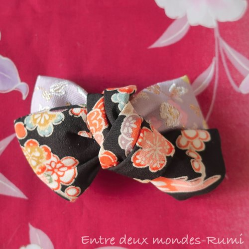 Barrette nœud en tissu japonais – environ 10 cm