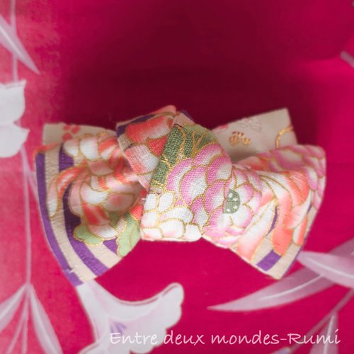 Barrette nœud en tissu japonais – environ 10 cm