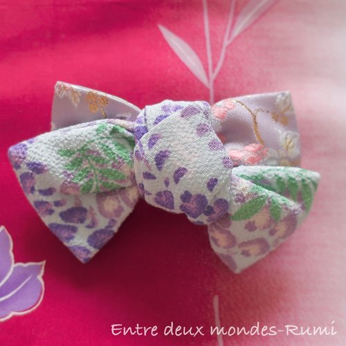 Barrette nœud en tissu japonais – environ 10 cm