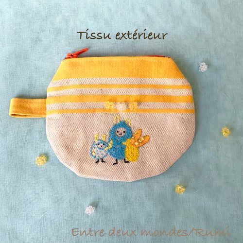 Mini pochette brodée – tissage moutet & mouton original