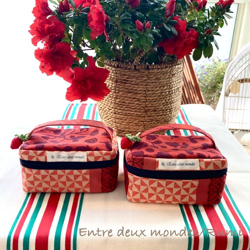 Vanity en tissu basque – fraise douce et cerise joyeuse