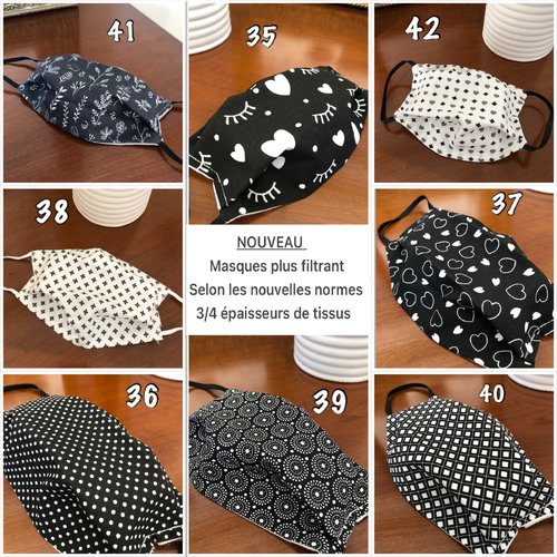 Masque enfant, masque adulte 3 à 4 épaisseurs