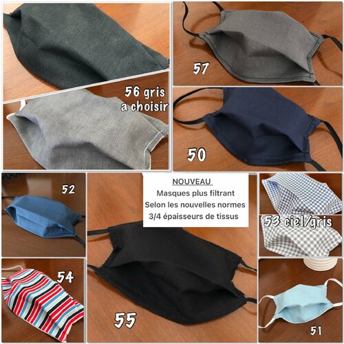 Masque adulte coton épais masque enfant coton épais , masque adolescent coton épais, plus de 90 modèles sur enviesdevy