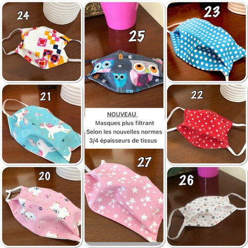 Masque protection enfant 4 épaisseurs de coton plus de modèles sur enviesdevy