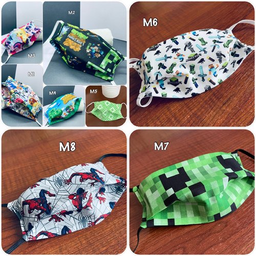 Masque enfant minecraft tissus coton 3 épaisseurs plus de 90 modèles sur enviesdevy