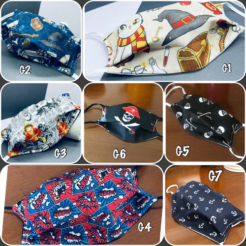 Masque enfant harry potter, one piece  tissus coton 3 épaisseurs plus de 90 modèles sur enviesdevy