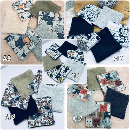 Lingettes en éponge coton lavable et réutilisable lot de 6 au choix