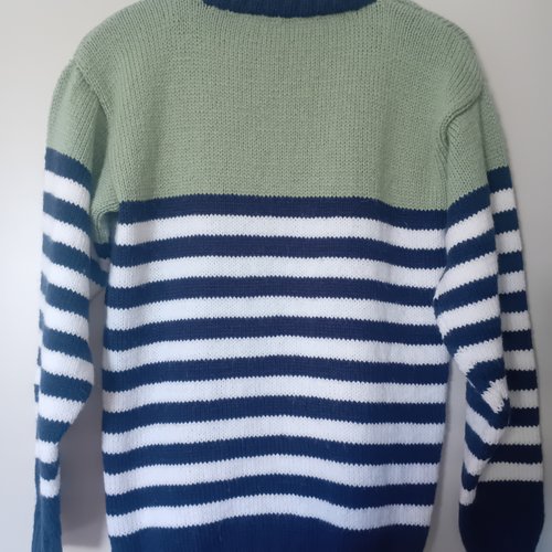 Pull homme taille l style marin , tricoté à la main