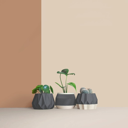 Cache-pots géométriques en bois - design 3d minimaliste - fabrication artisanale française - cadeau pour la maison