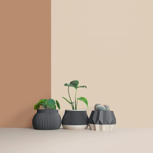 Cache-pots géométriques en bois - design 3d minimaliste - fabrication artisanale française - cadeau pour la maison