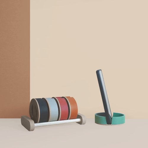 Support de téléphone géométrique en bois  - fabrication artisanale française - cadeau pour la maison