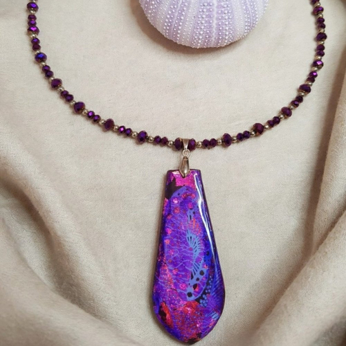 Collier pendentif violet éclat d'améthyste