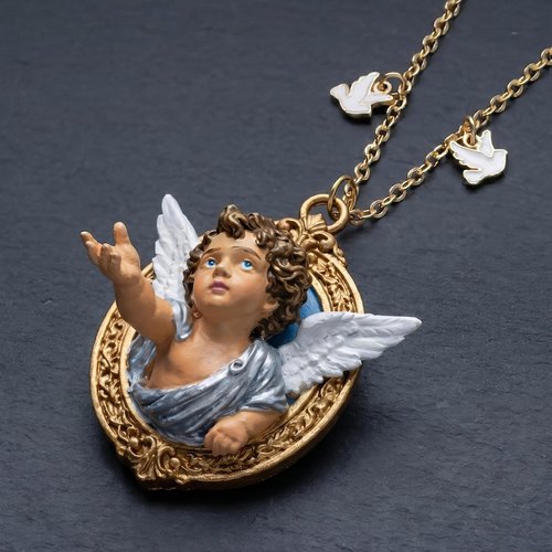 Pendentif ange baroque - camée résine esquisse