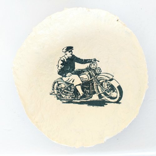 Bol / coupe en papier maché - fait main - décor motard / moto