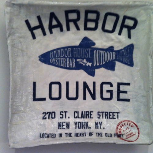Coupelle carrée en papier maché - fait main - décor pub restaurant new-york harbor lounge oyster