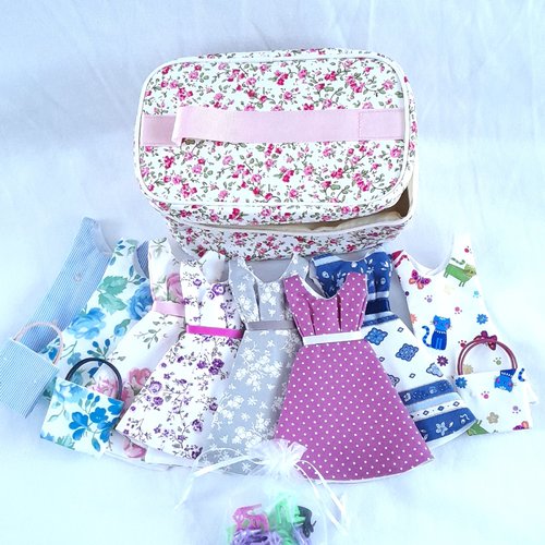 8 tenues + trousse dressing de rêve avec vêtements pour poupée barbie, cadeau génial pour filles, thème "printemps"
