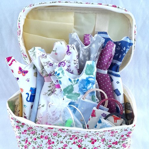 8 tenues + trousse dressing de rêve avec vêtements pour poupée barbie, cadeau génial pour filles, thème "printemps"