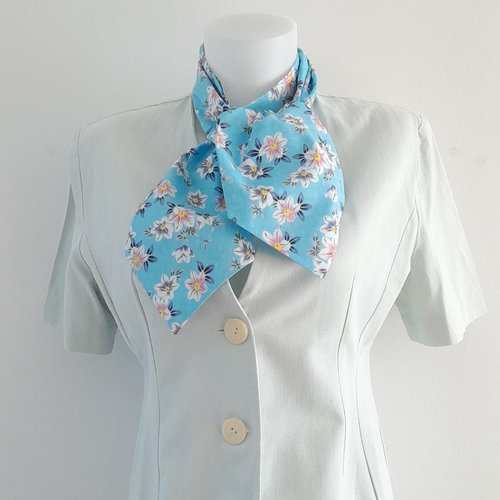 Foulard ascot pour femme,foulard à pois, foulard cravate, écharpe fleurie, bandeau, ceinture, accessoire de sac