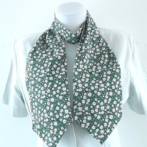 Foulard ascot pour femme,foulard motifs fleuris, foulard cravate, écharpe fleurie, bandeau, ceinture, accessoire de sac