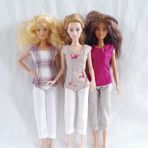 Chemisiers pour poupées barbie, lot de 3, cadeau enfant, vêtements de poupée
