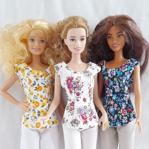 Chemisiers pour poupées barbie, lot de 3, composez votre tenue (vêtements de poupée)