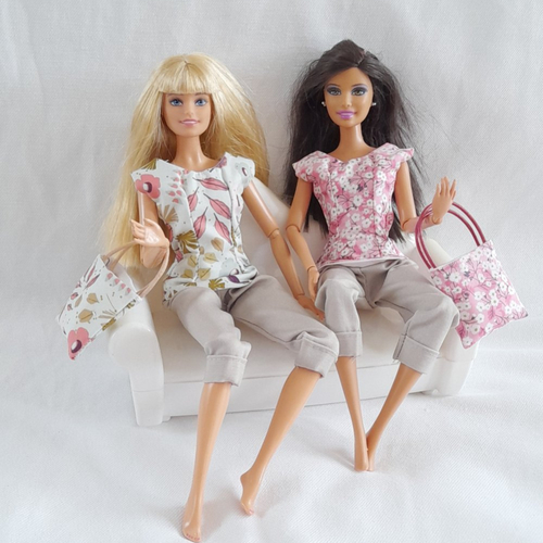 Chemisiers et sacs pour poupées barbie, lot de 2, cadeau enfant, vêtements de poupée