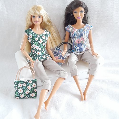 Chemisiers et sacs pour poupées barbie, lot de 2, cadeau enfant, vêtements de poupée