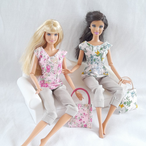Chemisiers et sacs pour poupées barbie, lot de 2, cadeau enfant, vêtements de poupée