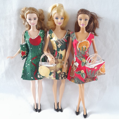 Vêtements pour poupées barbie, ensemble de 3 tenues assorties