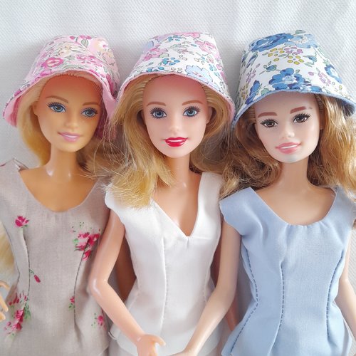 Chapeaux pour poupées barbie, lot de 3, composez votre tenue (vêtements de poupée)