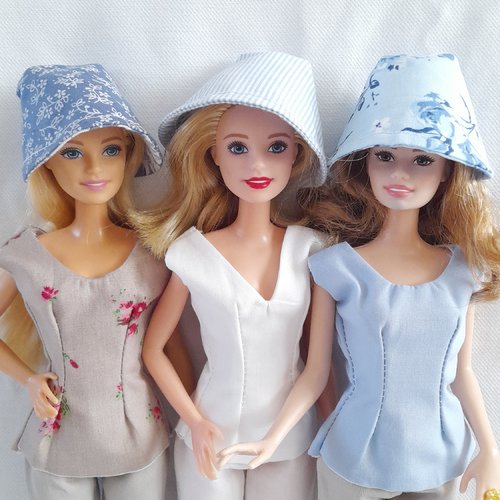 Chapeaux pour poupées barbie, lot de 3, composez votre tenue (vêtements de poupée)